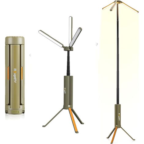 Camping Lamp CL04, Autonomy 60 h, Telescopic 1.65 m, Green 15600mAh, 4000lm, Rechargeable Lantern, Adjustable Height and Angle, IP54, Outdoor Lighting for Travel and Emergency (1/5)