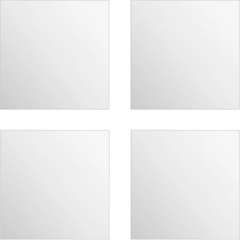 Atmosphera – Lot de 4 miroirs adhésifs carrés 20x20cm – Verre argenté – Facile à poser avec ruban adhésif – Miroir mural décoratif (1/4)