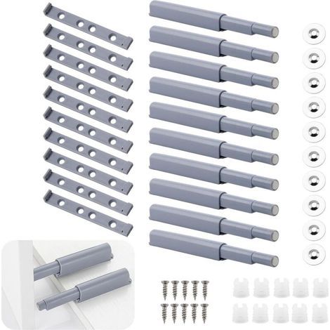 10pcs Appuyez pour Ouvrir Magnétique Loquets, Amortisseur Porte Placard, Fermetures Magnétiques Push to Open, Loquets Magnétiques pour Portes, Idéal pour Placards, Armoires, et Plus (1/4)