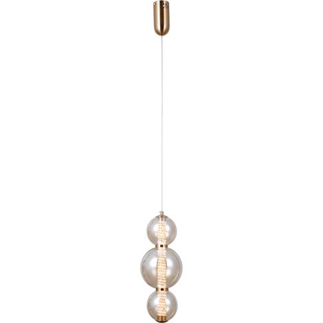Suspension BUTERO Italux verre ambre dorée LED 12W (1/5)