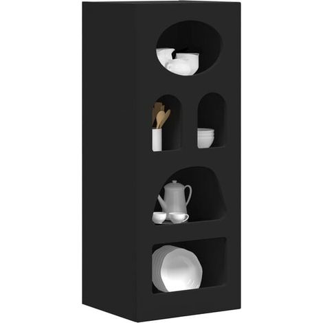 Buffet de Cuisine Noir en Bois d'Ingénierie, Meuble Rangement 40 x 35 x 100,5 cm (1/5)