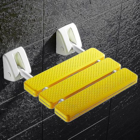 Siège de douche mural pliable, chaise de douche relaxante murale, banc de spa à assise solide, jaune (1/5)