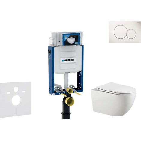 Geberit Kombifix - Set Vorwandelement, Gaia-WC mit Softclose-Sitz und Sigma01-Betätigungsplatte, Alpinweiß SANI15CA3116