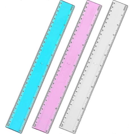 Règles en plastique (ensemble de 4 pièces) avec graduations en pouces et en millimètres. (1/5)