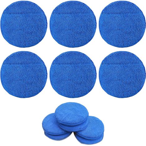 6 tampons applicateurs voiture 13 cm, microfibre à picots, pour cire/polissage voitures, motos, verre, meubles (1/5)