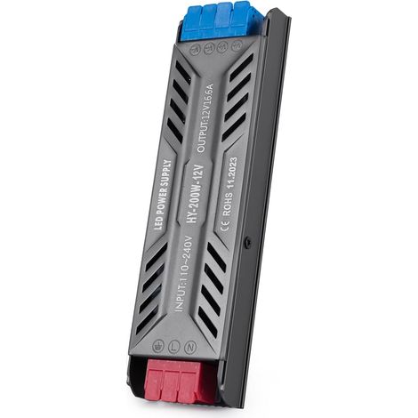 LED Transformateur 220V 12V 200W 16,6A Alimentation LED Driver 12V Ultra Fin LEDs Transfo Alimentation à Découpage Convertisseur De Tension AC à DC Pour LEDs l'éclairage Intérieur (1/5)
