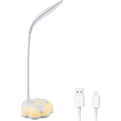 Lampe de bureau LED, lampe de lecture rechargeable avec port USB et lumière d'ambiance sur la base, 3 modes, commande tactil (1/5)