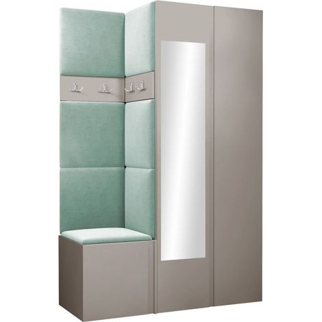 Conjunto para recibidor Pinis XXVI, Manila 11, 186x116x46cm, Espejo, Aglomerado laminado, Tapiz, Colocada, Montada en la pared