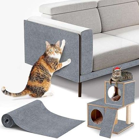 Tappetino tiragraffi autoadesivo per gatti, 100x40 cm, grigio.