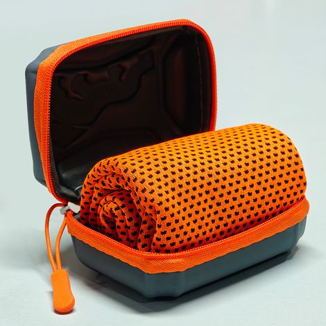 EVA-Kühlhandtuch 30 x 90 cm – Saugfähig, schnelltrocknend und kühlend – Fitness-, Lauf- und Outdoor-Zubehör in Box, Orange-x