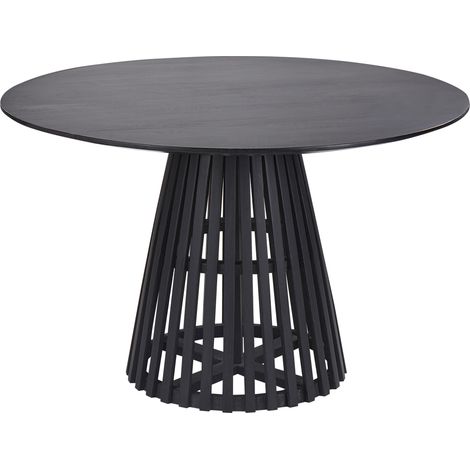 Mesa de comedor moderna redonda 4 personas 120 cm madera de acacia negra Mesilla
