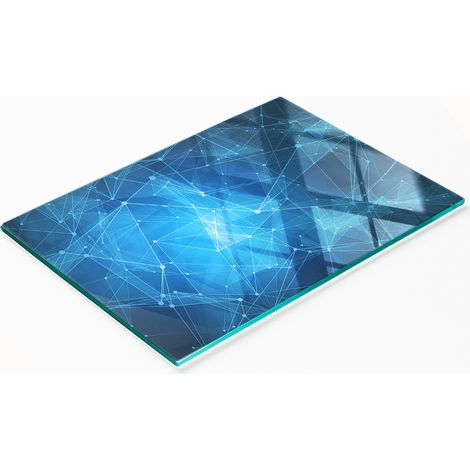 Tabla de cortar decorativa de cristal para cocina con líneas azules, 80x52 cm (1/5)