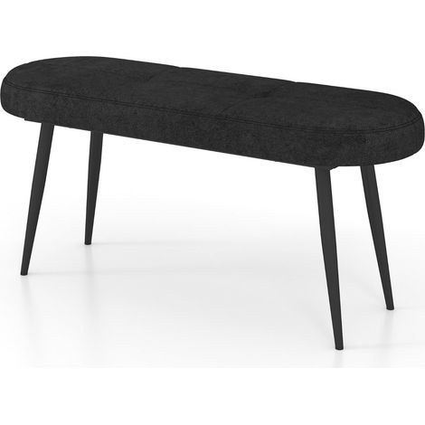 Banc ottoman rembourré 113 x 40 x 48 cm pour 2 personnes à chaussures design élégant en polyester noir