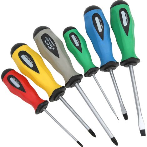 Kit de 6 tournevis de service en acier allié avec poignée ergonomique pour l'entretien (1/5)
