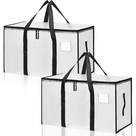 Set of 2 Large 90L Foldable Clothing Storage Bags, Moving Bags with Backpack Straps and Sturdy Handles, Alternative to Moving Boxes, Transparent (2pcs) (1/5)