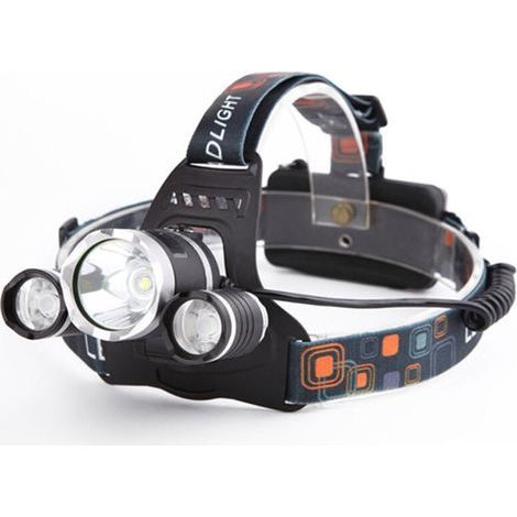 Lampe Frontale LED Puissante Rechargeable Torche Frontale Lampe Phare Orientable 4 Modes LED Frontale avec Câble USB et 2 Piles 18650 pour Peche Vélo Randonnée Course Camping (1/4)
