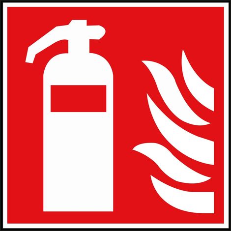 Plaque protection incendie Extincteur Symbole – 148 x 148 mm – Rouge/Blanc – 1 pièce