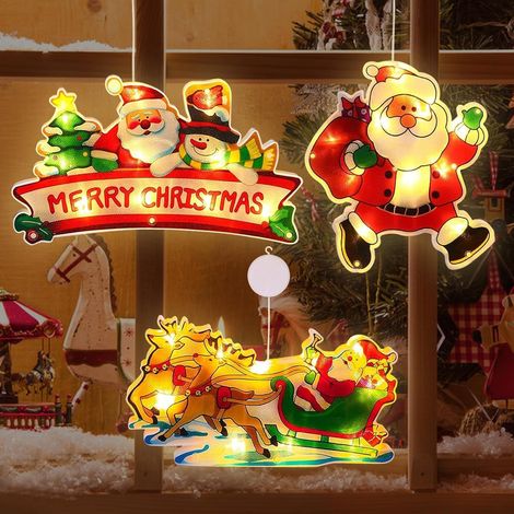 Lot de 3 guirlandes lumineuses de Noël à LED, en forme de corne de Noël, lustres de Noël, couronnes de Noël pour décoration de Noël (1/5)