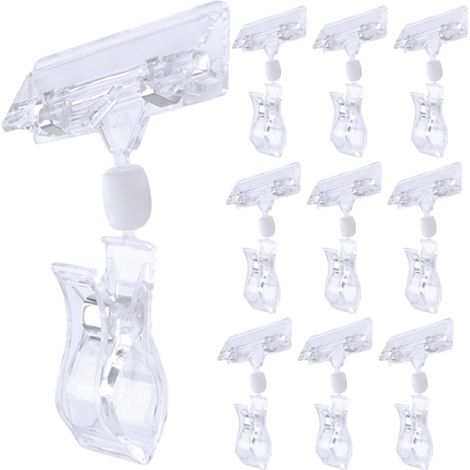 Lot de 20 clips en plastique PS pour affichage panneaux et prix (1/5)
