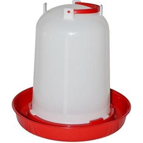 GAUN bebedero aves eco 3l. , Bebedero aves eco 3 litros. - Plástico. - Medidas: 230 x 220 mm. - Capacidad: 3 litros. - Color: Blanco y rojo. (1/3)