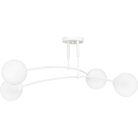 Lampada a Soffitto Pregos, Acciaio verniciato a polvere, Vetro, Bianco, 60x30x60 cm