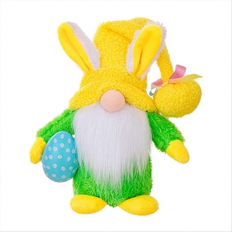 Gnome de Pâques mignon, lampe gnome lumineuse LED avec chapeau, jaune