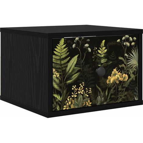 Maison Exclusive - Mobiletto da comodino a parete RHENEN Rovere Nero (1/5)