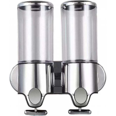 Lot de 2 distributeurs de savon mural de 500 ml - Distributeur de savon manuel pour désinfectant - Distributeur de shampooing et de gel douche pour toilettes, salle de bain, cuisine, hôtel, bureau (1/5)