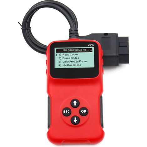 V309 OBD2 Kfz-Diagnosegerät – Universeller Motorcodeleser mit 2,1–2,8-Zoll-LCD-Bildschirm, Fehleranzeige und -löschung, Echtzeit-Datenanzeige, kompatibel mit allen OBD2/EOBD-Fahrzeugen (ab 1996) – Meh (1/3)