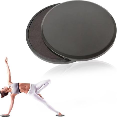 Disques de glisse - Lot de 2 - Matériau PP et EVA - Réversibles - Yoga et Pilates - 18 cm noirs (une paire de disques noirs) (1/5)