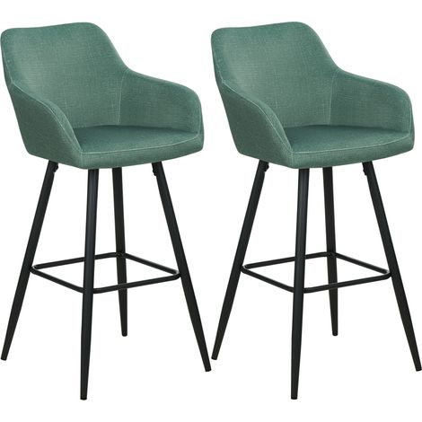 Conjunto de 2 sillas de bar de estilo moderno en color verde fabricadas en terciopelo con patas de metal Casmalia
