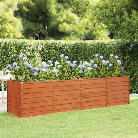 Potager surélevé, finition rouillée, 320 x 80 x 77 cm, acier Corten (1/5)