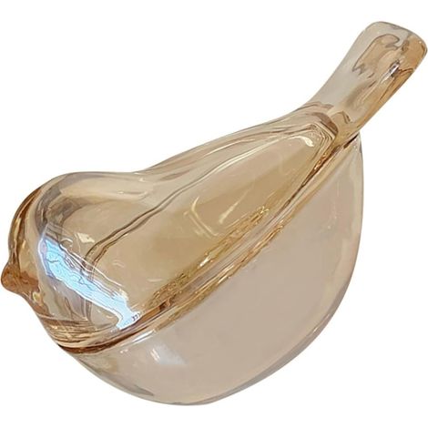Joyero de cristal ámbar con forma de pájaro para anillos y collares. (1/5)
