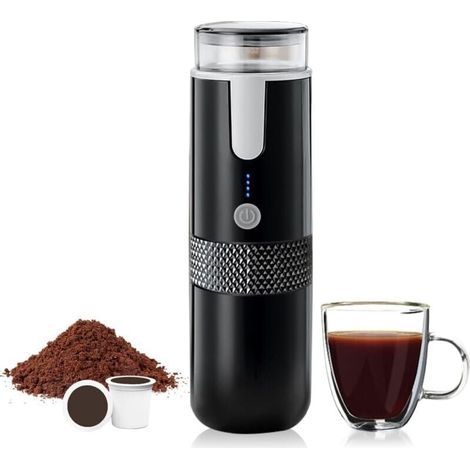 Machine à café portable compatible avec les capsules de tasse K Café moulu Cafetière à main à commande manuelle pour le camping, la randonnée (1/4)