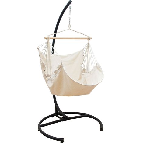 XL Hängesessel Relaxsessel 155x125cm in Beige mit 210cm Gestell (1/5)