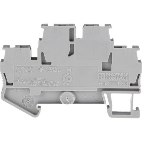 Connecteur de rail à 2 niveaux, 4 fils 0,08-4 mm² gris STTB 2,5 3031270, couleur : gris