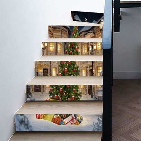 Stickers D'escalier D'escalier De 6 Pcs, Stickers D'escalier d'arbre De Noël 3D for La Décoration De La Maison Décoration Noël,C (1/4)