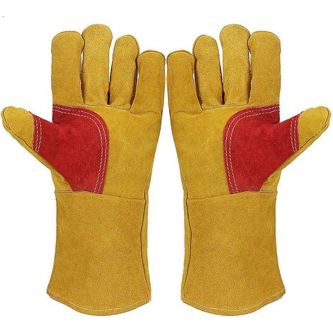 Gants de travail en cuir de vachette résistant au feu, gants de sécurité pour soudeur (gants longs) (1/5)