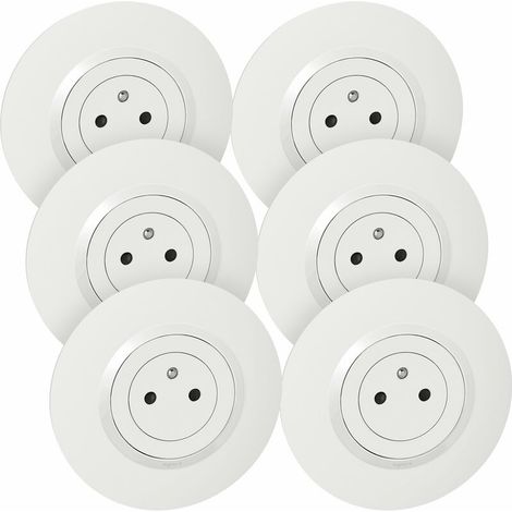 Legrand – Lot de 6 prises de courant 2P+T en saillie – Indice de protection IP21 – Intensité 16A – Boîtier thermoplastique blanc