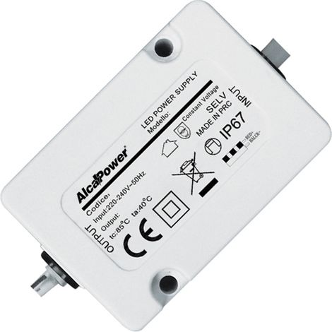 Alcapower Alimentatore Switching LED 24V 12W 0.5A Waterproof IP67, Compatto per Illuminotecnica, Montaggio Universale, Alta Affidabilità ALC-12-24