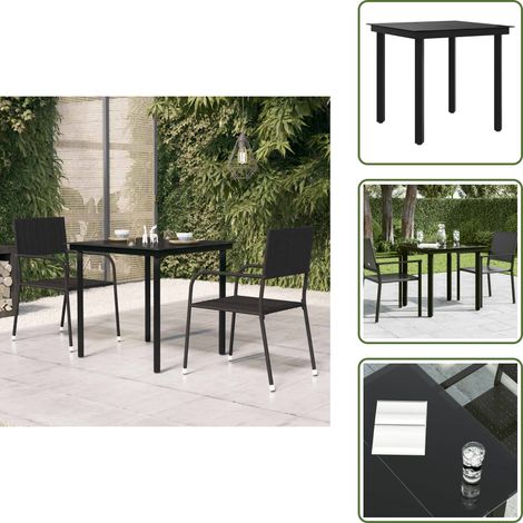 Tavolo da pranzo in acciaio - vidaXL Tavolo da Giardino Nero 80x80x74 cm in Acciaio e Vetro - Tavolo da giardino nero