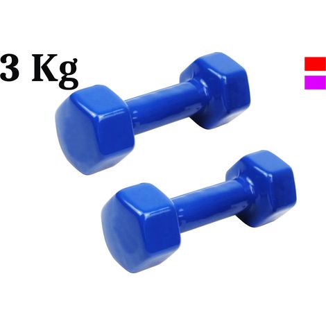 Coppia Pesi palestra 3kg manubrio antiscivolo esagonale gommato allenamento (1/5)