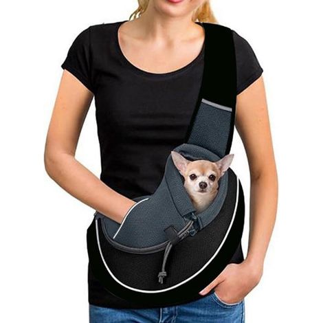 Tragbare Hundetragetasche für Kleintiere, atmungsaktives Netzgewebe, komfortable Welpen-Fronttragetasche mit Vordertasche für Spaziergänge und U-Bahn-Nutzung, mittelgroß (1/5)