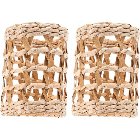 Lot de 2 Housses en Paille Tressée Isolantes pour Gobelets en Verre Manchons Décoratifs Antidérapants pour Vases à Fleurs Accessoires Pratiques pour Protection Thermique et (1/5)