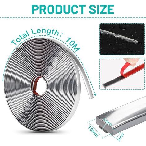 Lalago Moulures décoratives flexibles autocollantes 10 m Argentées En stuc 3D Décollez et collez Pour bricolage, sol, bords de carrelage et décoration d'angle (1/4)