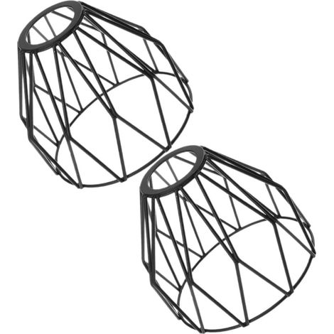 Abat-jours pour Ampoule Design Géométrique, Texture Délicate Lot de 2 en Fer Noir Cage de Protection Structure Artistique pour Lampe Suspendue (1/5)