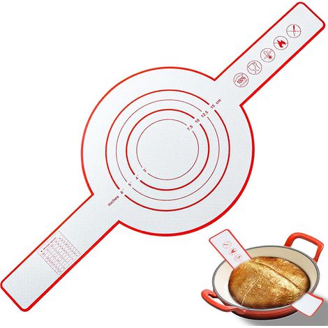 Tapis à pain réutilisable en silicone - Tapis de cuisson résistant à la chaleur - Lot de deux - Ustensiles de cuisine - Long manche - Rouge (1/5)
