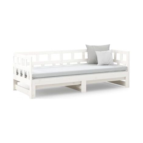 Lit coulissant sans matelas, blanc, 2 x (90 × 200) cm, idéal chambre à coucher, style moderne, montage simple (1/5)