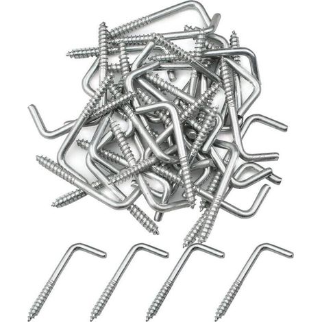 40 Stück multifunktionale L-förmige Hakenschrauben, quadratische Haken aus Kohlenstoffstahl zum Aufhängen von Pflanzen, Küchenutensilien, Windspielen und Lampen (1/5)