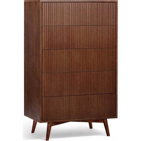 Teamson Home Tremolo Chest of Drawers 5 Drawer Bedroom Dresser, Walnut (1/5)